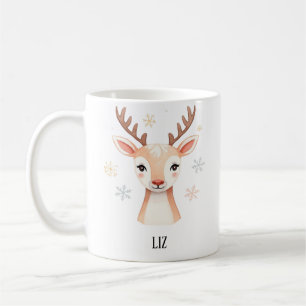 Mug Illustration Douce de Renne   Art de Noël Délicat