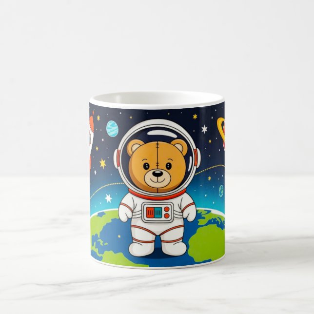 Mug Illustration d'ours astronaute mignon (Centre)