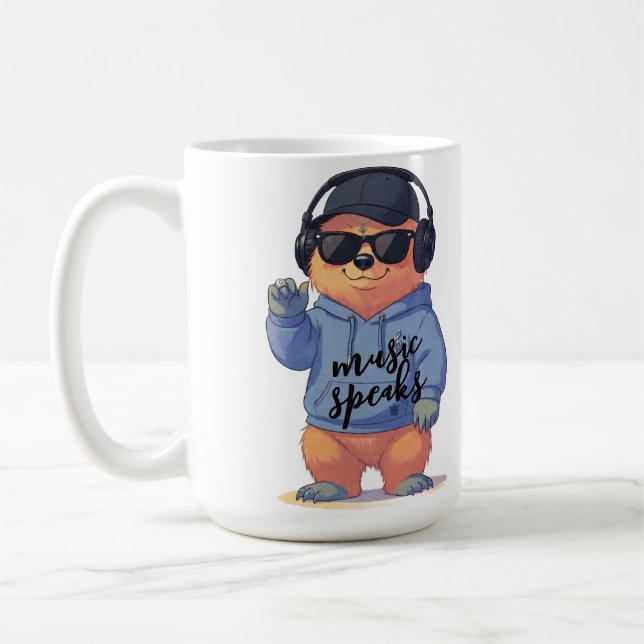 Mug illustration d'ours cool, (Gauche)