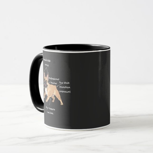 Mug Illustration drôle de l'anatomie d'un bouledogue f (Devant gauche)
