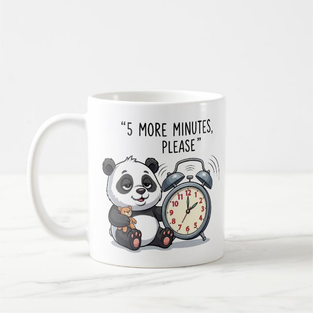 Mug Illustration drôle de panda endormi avec réveil  (Gauche)
