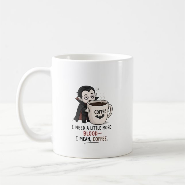 Mug Illustration drôle de vampire café Halloween (Gauche)