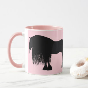 Mug Illustration du cheval friésien moderne rose