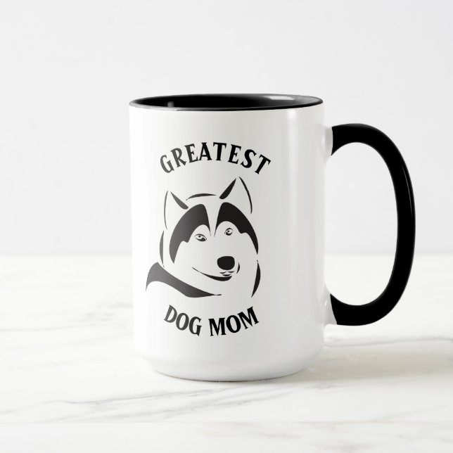 Mug Illustration du chien noir de la maman du chien (Droite)