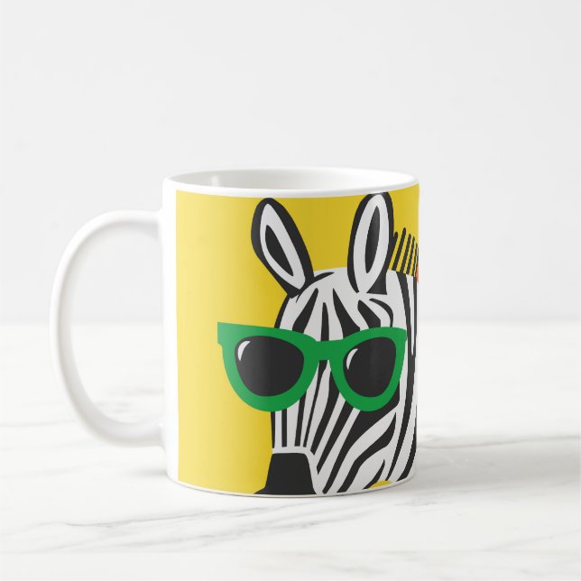 Mug Illustration du dessin animé de la cool Zebra Gira (Gauche)