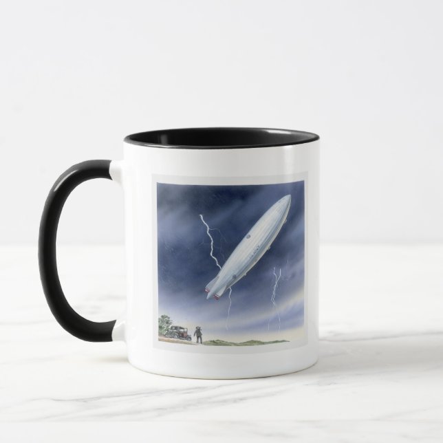 Mug Illustration du dirigeable heurté par la foudre (Gauche)