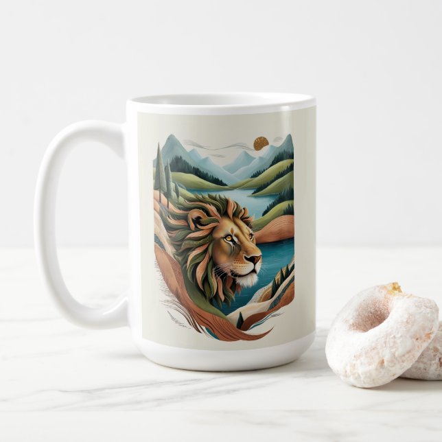 Mug Illustration du lion hybride vibrant Faune (Avec donut)