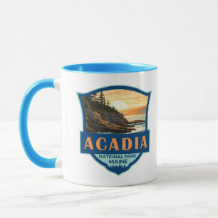 Mug Illustration du parc national Acadia Insigne rétro