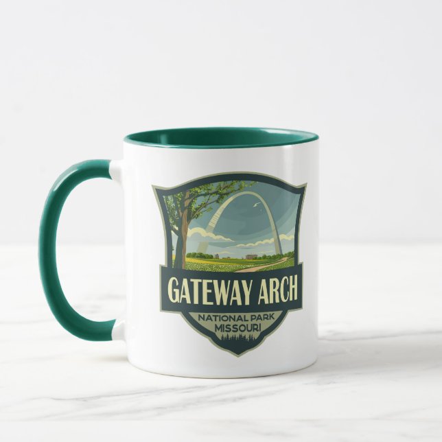 Mug Illustration du parc national Gateway Arch Art rét (Gauche)