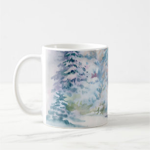 Mug Illustration du paysage d'hiver de l'aquarelle