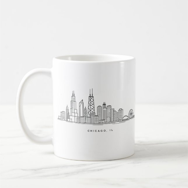 Mug Illustration du paysage urbain de Chicago IL (Gauche)
