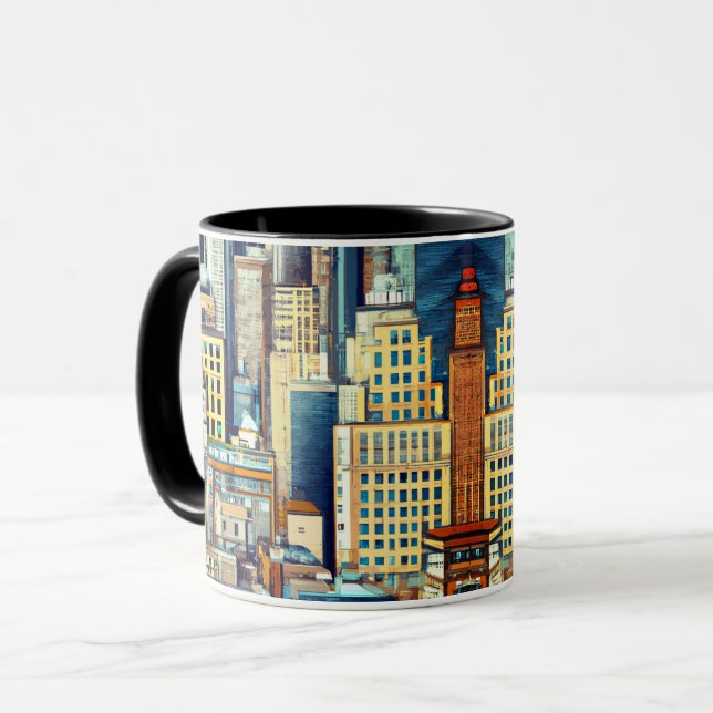 Mug Illustration du paysage urbain de New York (Devant gauche)