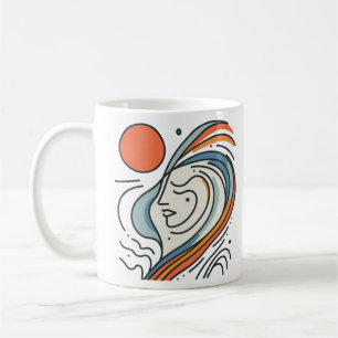 Mug Illustration du visage de la ligne créative Girl T