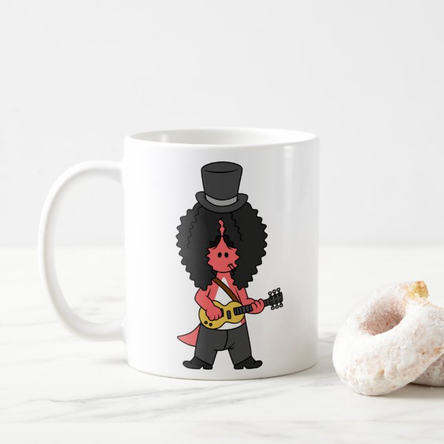 Mug Illustration D'Un Allosaurus Habillé En Étoile Roc (Avec donut)