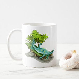 Mug Illustration D'Un Bain De Soleil Iguanodon.