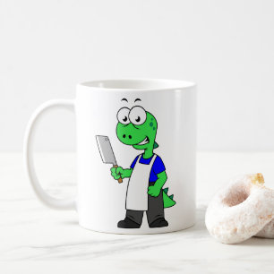 Mug Illustration D'Un Boucher Rex Tyrannosaurus.