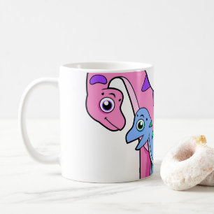 Mug Illustration D'Un Brachiosaurus Mère Et Enfant.