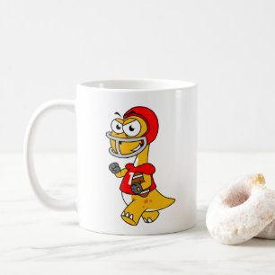 Mug Illustration D'Un Brontosaurus Jouant Au Football.
