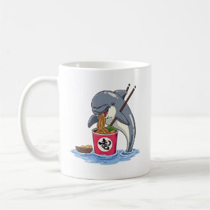 Mug Illustration d'un dauphin mangeant des ramen