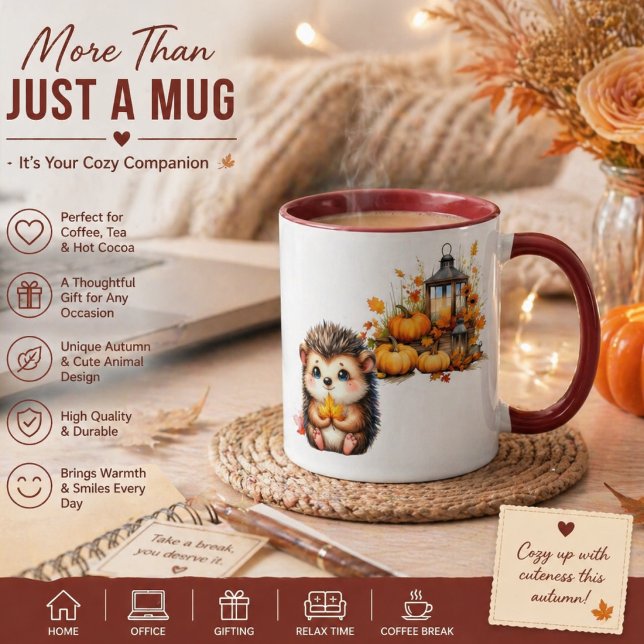 Mug Illustration d'un hérisson mignon d'automne avec u (Créateur téléchargé)