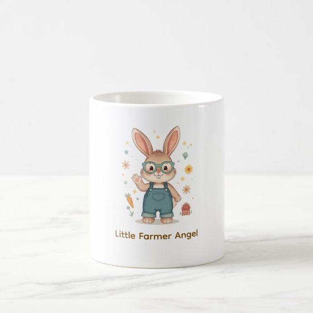 Mug Illustration d'un joli fermier lapin avec des lune (Centre)