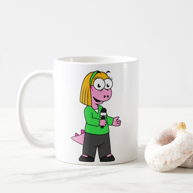 Mug Illustration D'Un Journaliste D'Allosaurus News. (Avec donut)