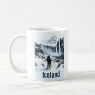 Mug Illustration d'un paysage islandais et d'un randon