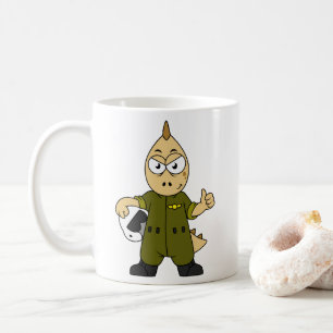 Mug Illustration D'Un Pilote À Jet Allosaurus.