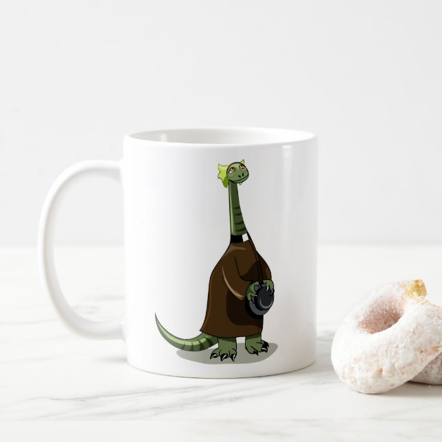 Mug Illustration D'Un Plateosaure Habillé Comme Prêtre (Avec donut)