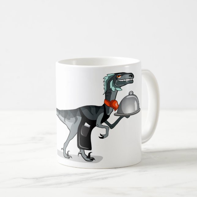 Mug Illustration D'Un Serveur De Restauration Raptor. (Devant droit)