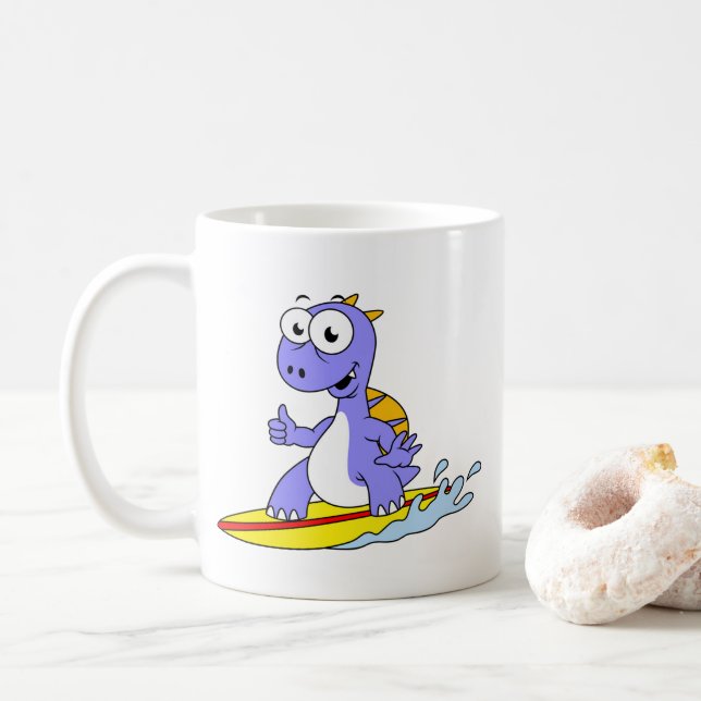 Mug Illustration D'Un Spinosaure De Surf. (Avec donut)