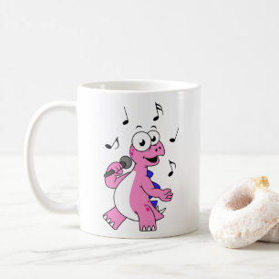 Mug Illustration D'Un Stegosaurus Chantant.