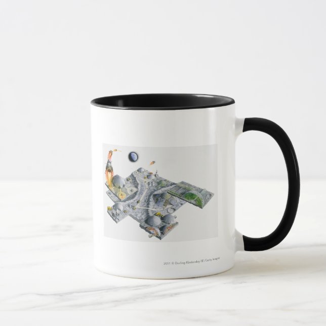 Mug Illustration d'une base futuriste sur la lune (Droite)
