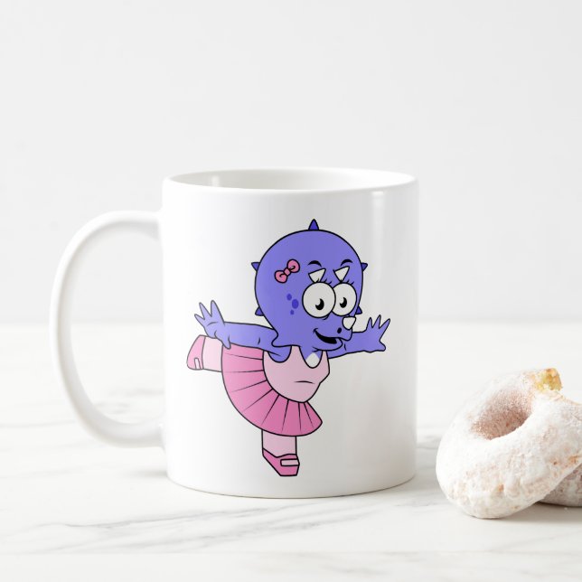 Mug Illustration D'Une Danse De Ballet Triceratops. (Avec donut)