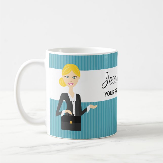 Mug Illustration d'une femme d'affaires blonde mignonn (Gauche)