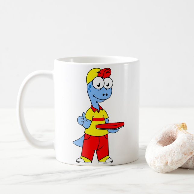Mug Illustration D'Une Personne Qui Livrait Le Brontos (Avec donut)