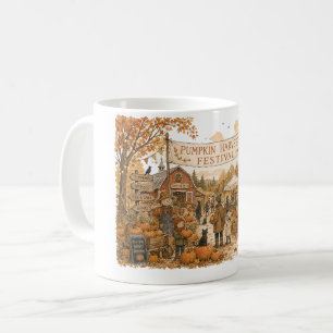 Mug Illustration d'une scène de fête de la récolte de 
