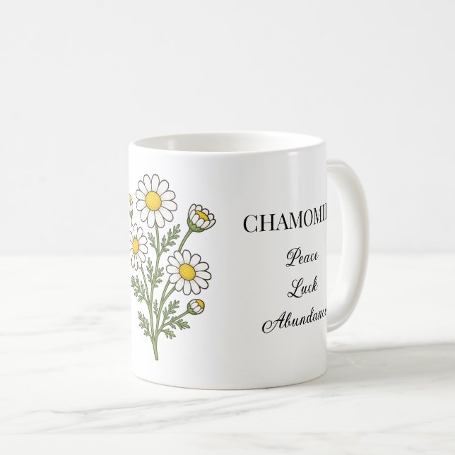 Mug Illustration et utilisations de la camomille (Devant droit)