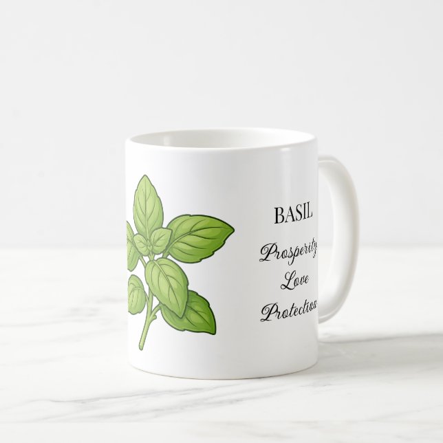 Mug Illustration et utilisations de la plante Basilic (Devant droit)