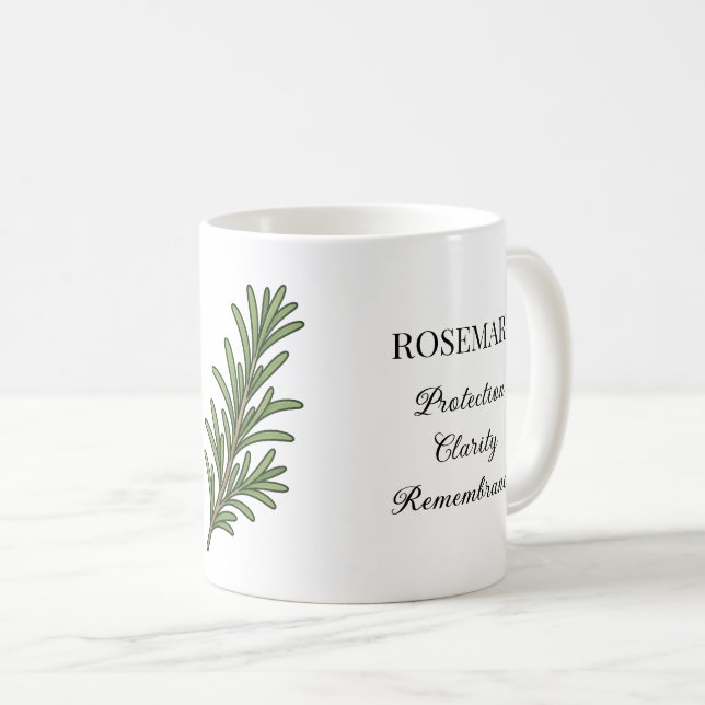 Mug Illustration et utilisations de l'herbe de romarin (Devant droit)
