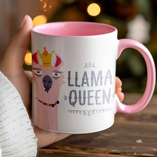 Mug Illustration Fille Drôle Llama Queen (Be a llama queen not a drama queen with this ultra quirky and hilarious mug.)