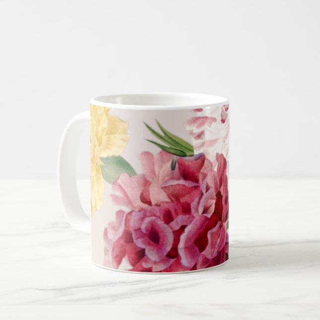 Mug Illustration florale d'œillet vintage (Devant gauche)