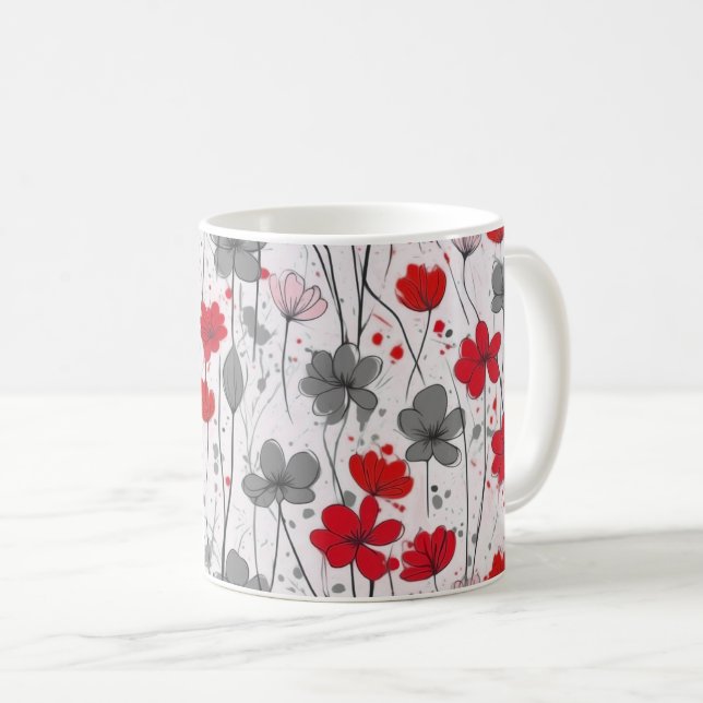 Mug Illustration florale, fleurs sauvages abstraits, m (Devant droit)