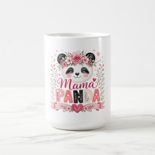 Mug Illustration florale rose de Maman Panda Maternité (Centre)