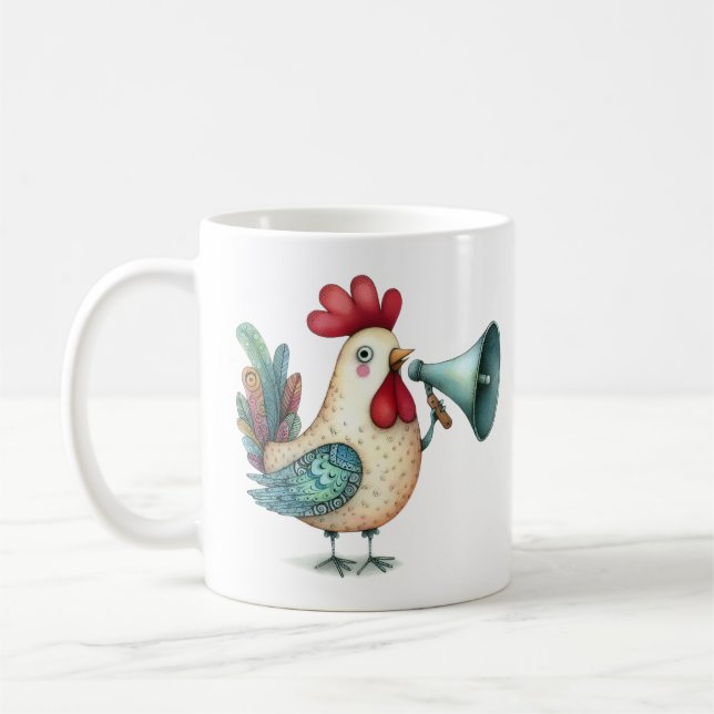 Mug Illustration folklorique de poulet ou coq Whimsica (Gauche)