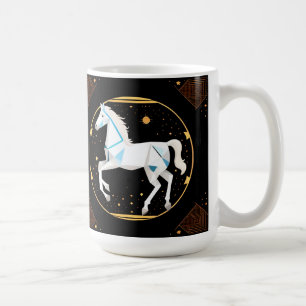 Mug Illustration géométrique abstraite de cheval blanc