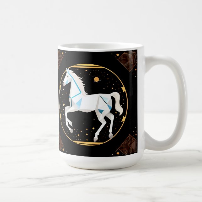 Mug Illustration géométrique abstraite de cheval blanc (Droite)