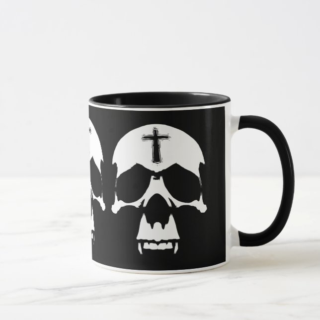 Mug Illustration gothique du crâne noir et blanc (Droite)