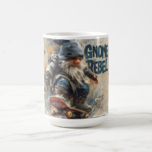 Mug illustration graphique de gnome rebelle en skatebo