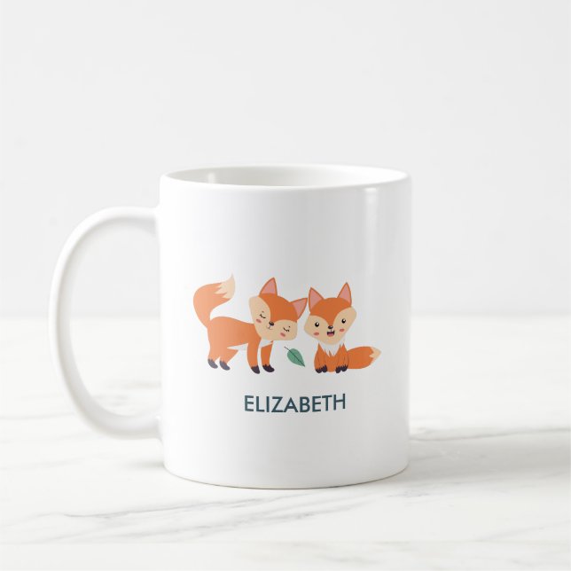 Mug Illustration graphique des renards orange mignons (Gauche)